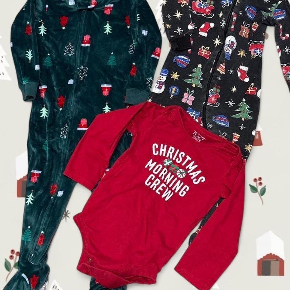 Christmas 3 piece baby bundle - carters bedtime 18m, pj place both 18-24 m
